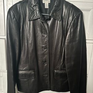 Ann Taylor Black Leather Jacket Classic Motorcycle Style